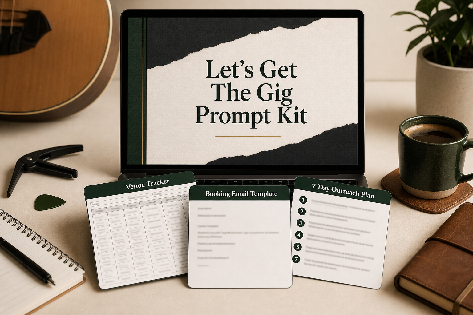 The Local Gig Booking Kit PDF, venue tracker, booking email template, and outreach plan